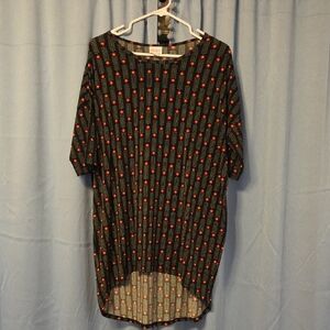 LuLaRoe Black Top with Orange Floral Pattern